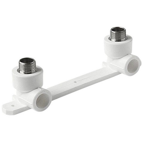 Угольник установочный двойной ПП 20-1/2'' PN 25 с наружной резьбой белый VALFEX  купить в Волгограде | "Проконсим"