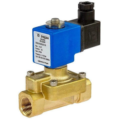 Клапаны электромагнитные DN 15-50 PN 12-16 латунные 220В нормально закрытые EPDM РИДАН EV220R купить в Волгограде | "Проконсим"