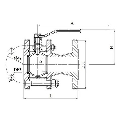Кран стальной шаровой разборный BREEZE 11с41п, DN 50 PN 16, 180мм, полнопроходной, фланцевый с ручкой купить в Волгограде | "Проконсим"
