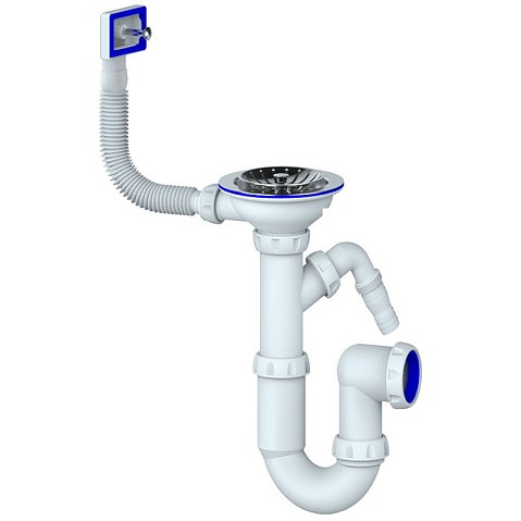 Сифон для мойки Unicorn Y430V, 3 1/2'' х40 без отвода, чаша из нержавеющей стали с отводом для стиральной машины, прямоугольный перелив купить в Волгограде | "Проконсим"