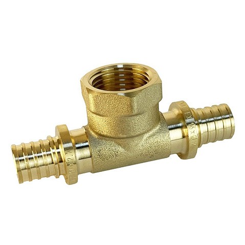Тройник латунный для PEX труб 20-1/2''-20 PN 16 S-2,8мм под надвижную гильзу Valfex VF.432.AF купить в Волгограде | "Проконсим"