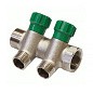 Коллектор латунный никелированный DN 20 2 выхода G 1/2'' с запорными клапанами плоское присоединение отвода,SGL купить в Волгограде | "Проконсим"