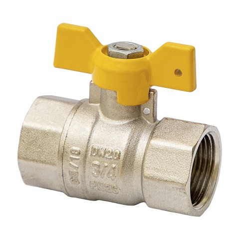 Кран латунный шаровой газовый MVI BV.813 DN 15 PN 25 никелированный полнопроходной муфта-муфта бабочка купить в Волгограде | "Проконсим"