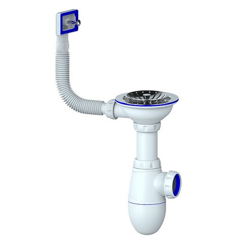 Сифон для мойки Unicorn В410P, без отвода, 3 1/2'' х40 чаша из нержавеющей стали, прямоугольный перелив купить в Волгограде | "Проконсим"