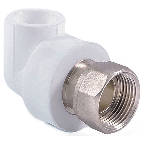 Угольник комбинированный ПП 20-1/2'' PN 25 с накидной гайкой белый РТП 14265 купить в Волгограде | "Проконсим"