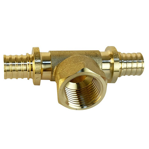 Тройник латунный для PEX труб 20-1/2''-20 PN 16 S-2,8мм под надвижную гильзу Valfex VF.432.AF купить в Волгограде | "Проконсим"