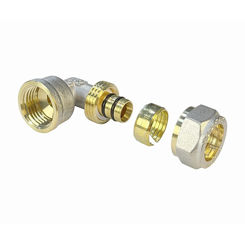 Угольник латунный для PEX труб 20-1/2'' PN 10 обжимной никелированный Valfex VF.352.N  купить в Волгограде | "Проконсим"