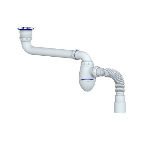 Сифон для умывальника Unicorn АС21, 40х50 гибкий отвод, 1 1/2'' х40 чаша из нержавеющей стали, со смещением купить в Волгограде | "Проконсим"
