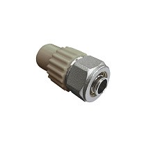 Комбинированный ниппель для соединения PPR-PE-AL-PE труб 20x16 PN 25 серый VALFEX купить в Волгограде | "Проконсим"