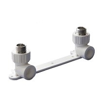 Угольник установочный ПП 25-1/2'' двойной с наружной резьбой белый Политэк купить в Волгограде | "Проконсим"
