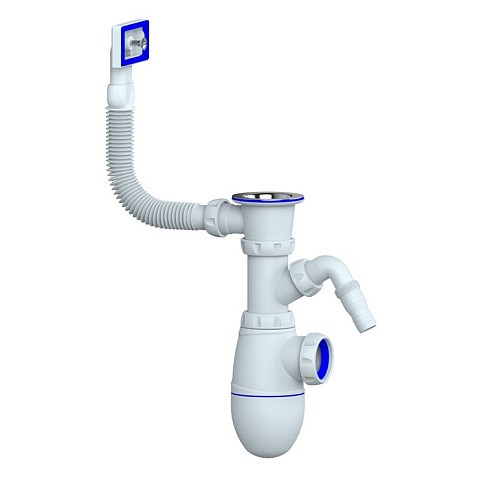 Сифон для мойки Unicorn В440V, без отвода, 1 1/2'' х40 чаша из нержавеющей стали, прямоугольный перелив купить в Волгограде | "Проконсим"