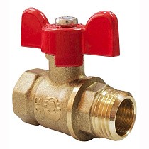 Краны латунные шаровые 11Б27фт1М DN 15-20 PN 40 бабочка муфта-штуцер Valfex Optima.218.LOB1 купить в Волгограде | "Проконсим"