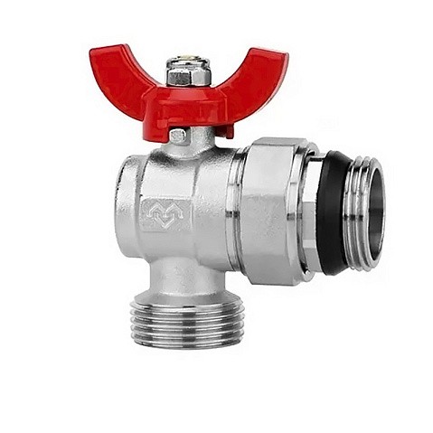 Кран шаровой латунный DN 25 PN 16 никелированный угловой  для коллектора (2 шт.) Varmega VM15955 купить в Волгограде | "Проконсим"