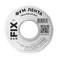  Лента ФУМ SANFIX 19мм х15м х0,2 мм 0,3г/см3 на катушке (228113225) со склада Проконсим в Волгограде