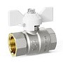 Кран латунный шаровой LD Pride 47.300 DN 20 PN 40 никелированный муфта-муфта бабочка белая купить в Волгограде | "Проконсим"