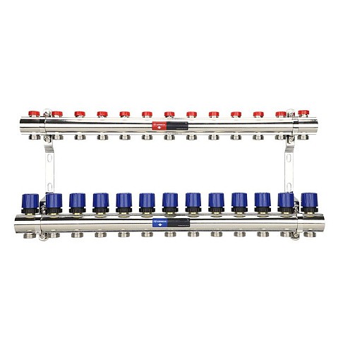 Коллекторная группа из латуни DN 25-13 вых. G-3/4'' евроконус, без расходомеров, без дренажного крана и воздухоотводчика VARMEGA VM15813 купить в Волгограде | "Проконсим"