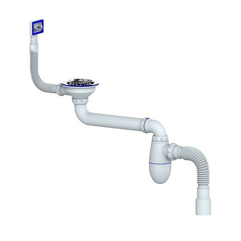 Сифон для умывальника Unicorn ВС22, 40х50 гибкий отвод, 3 1/2'' х40 чаша из нержавеющей стали, прямоугольный перелив купить в Волгограде | "Проконсим"