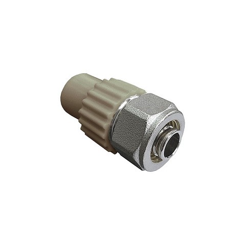 Комбинированный ниппель для соединения PPR-PE-AL-PE труб 20x16 PN 25 серый VALFEX купить в Волгограде | "Проконсим"