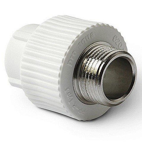 Муфта комбинированная ПП 25-1/2'' PN 25 с наружной резьбой белая Pro Aqua PA23012P купить в Волгограде | "Проконсим"