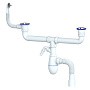 сифон для двойной мойки Unicorn В741V, 40х50 гибкий отвод, 1 1/2'' х40 с отводом для стиральной машины, круглый перелив