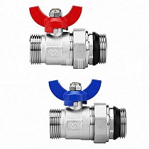 Кран шаровой латунный DN 25 PN 10 никелированный прямой  для коллектора (2 шт.) Varmega VM15951 купить в Волгограде | "Проконсим"