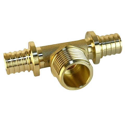 Тройник латунный для PEX труб 20-1/2''-20 PN 16 S-2,8мм под надвижную гильзу Valfex VF.433.AF купить в Волгограде | "Проконсим"