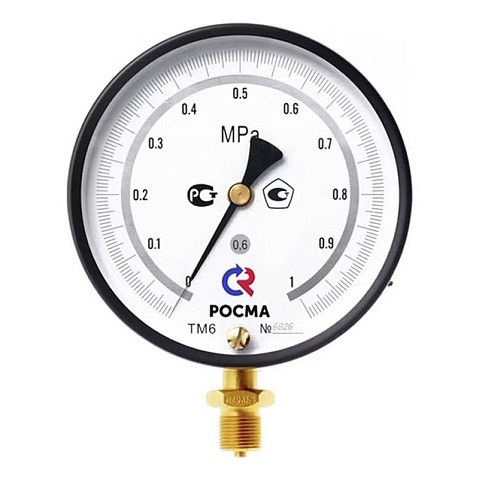 Манометр Росма ТМ-610 РМТИ.00 точных измерений, 150мм, 0-0.1МПа, резьба G1/2'' радиальный, класс точности 0.6 купить в Волгограде | "Проконсим"