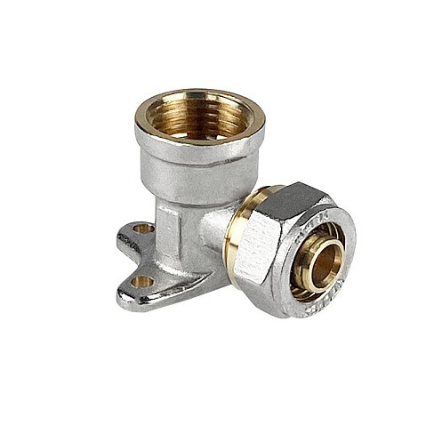 Угольник латунный для PEX труб 20-1/2'' PN 10 обжимной никелированный Valfex VF.354.N  купить в Волгограде | "Проконсим"