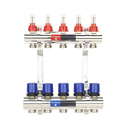 Коллекторная группа из латуни DN 25-5 вых. G-3/4'', евроконус, с расходомерами, без дренажного крана и воздухоотводчика, VARMEGA VM15405 (930416503) со склада Проконсим в Волгограде