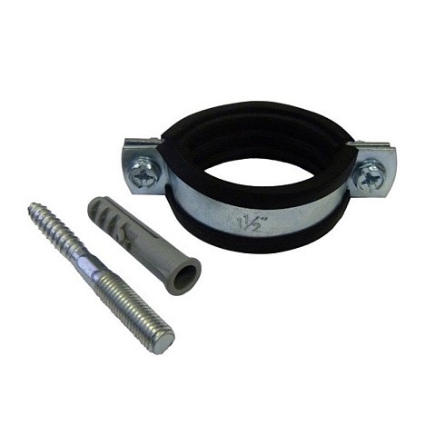 Хомут стальной оцинкованный 3/4'' (25-30) М8 с крепежом (шпилька и дюбель) купить в Волгограде | "Проконсим"