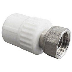 Акция! Муфта комбинированная ПП 20-1/2'' PN 25 с накидной гайкой белая PlasticPro  (251240803) со склада Проконсим в Волгограде