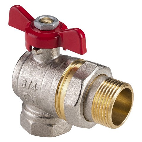 Кран латунный шаровой MVI AquaHit BV.322.04 DN 15 PN 25 бабочка американка полнопроходной угловой никелированный купить в Волгограде | "Проконсим"