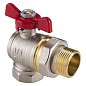 Кран латунный шаровой MVI AquaHit BV.322.04 DN 15 PN 25 бабочка американка полнопроходной угловой никелированный купить в Волгограде | "Проконсим"