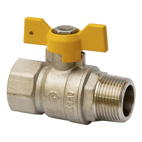 Кран латунный шаровой газовый MVI BV.814 DN 20 PN 25 никелированный полнопроходной муфта-штуцер бабочка купить в Волгограде | "Проконсим"